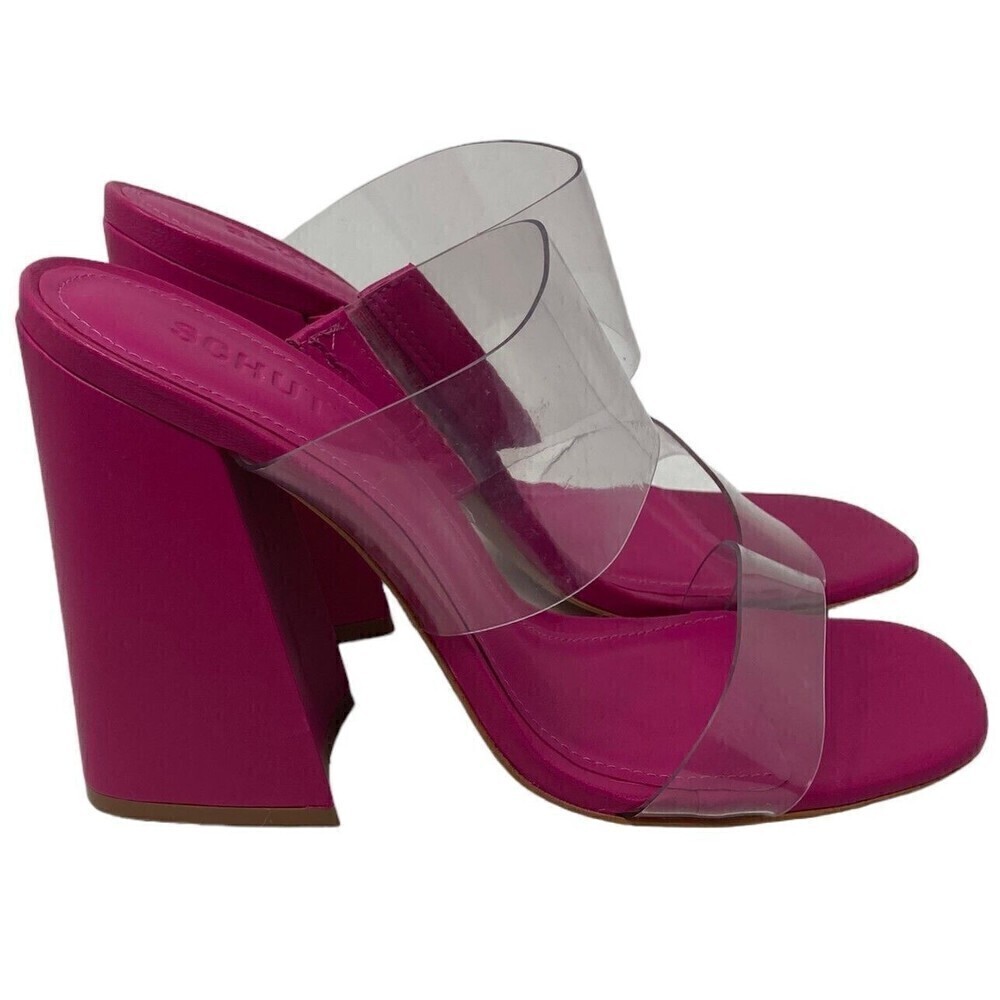 Schutz Victorie High Block Sandal Size 8.5 B Hot Pink Chunky Heel NEW